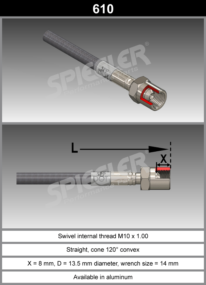Fitting-Red-610-10mm - M10-Aluminum