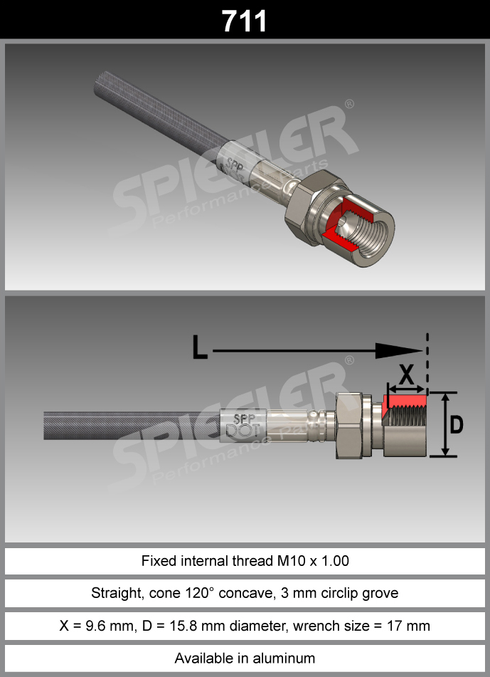 Fitting-Red-711-10mm - M10-Aluminum