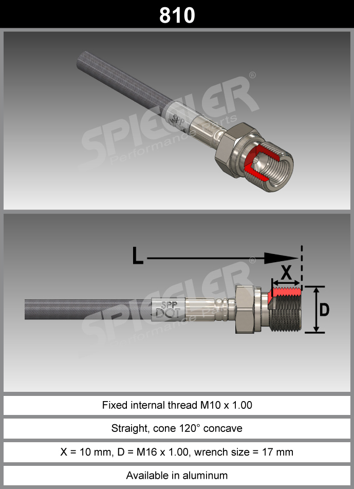 Fitting-Red-810-10mm - M10-Aluminum