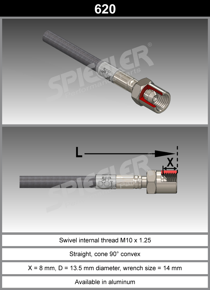 Fitting-Red-620-10mm - M10-Aluminum
