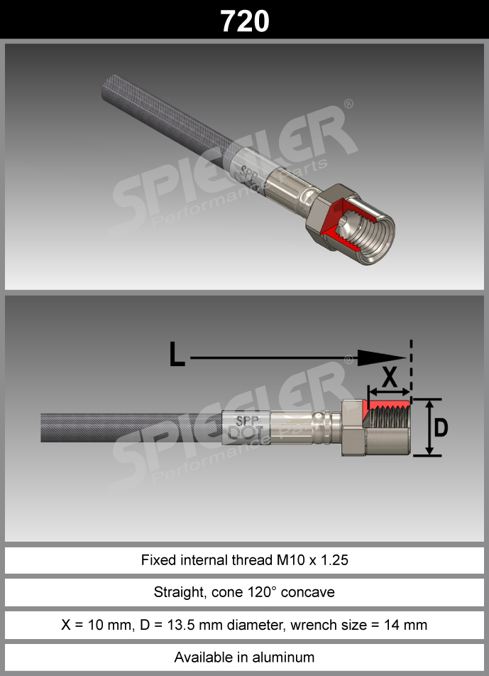 Fitting-Red-720-10mm - M10-Aluminum