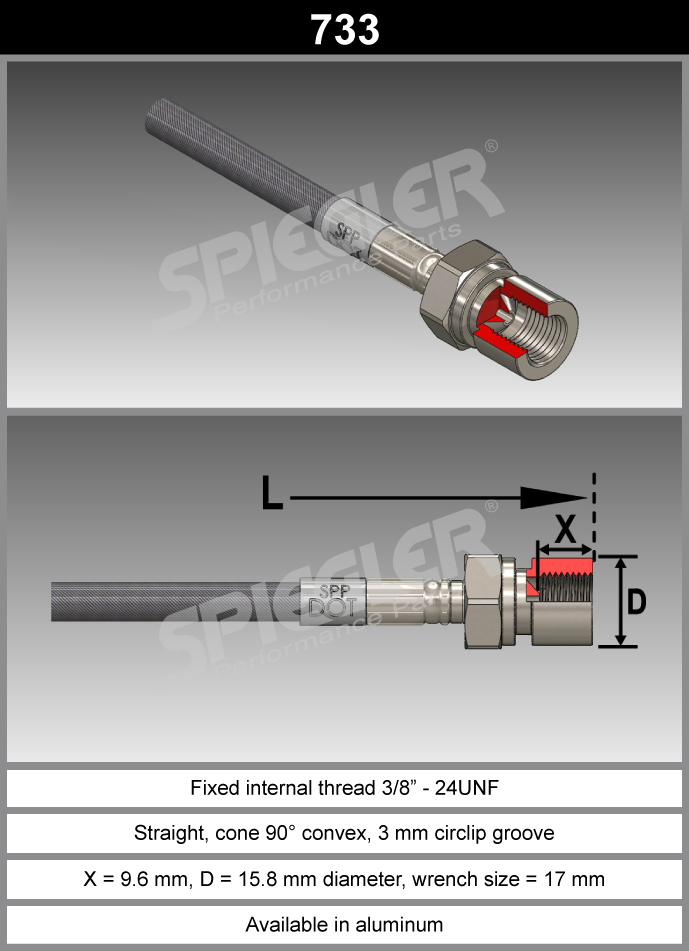Fitting-Chrome-733-3/8"-Aluminum